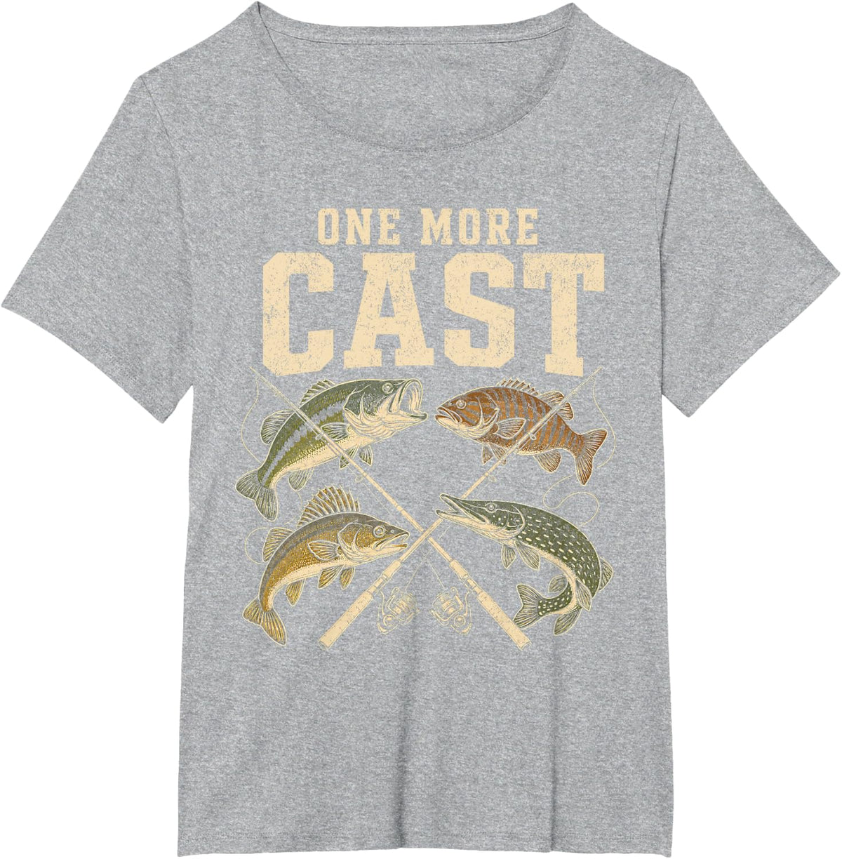 Fishing Lover One More Cast Bass Pike Trout Angler Fisherman T-Shirt - Heather Grey