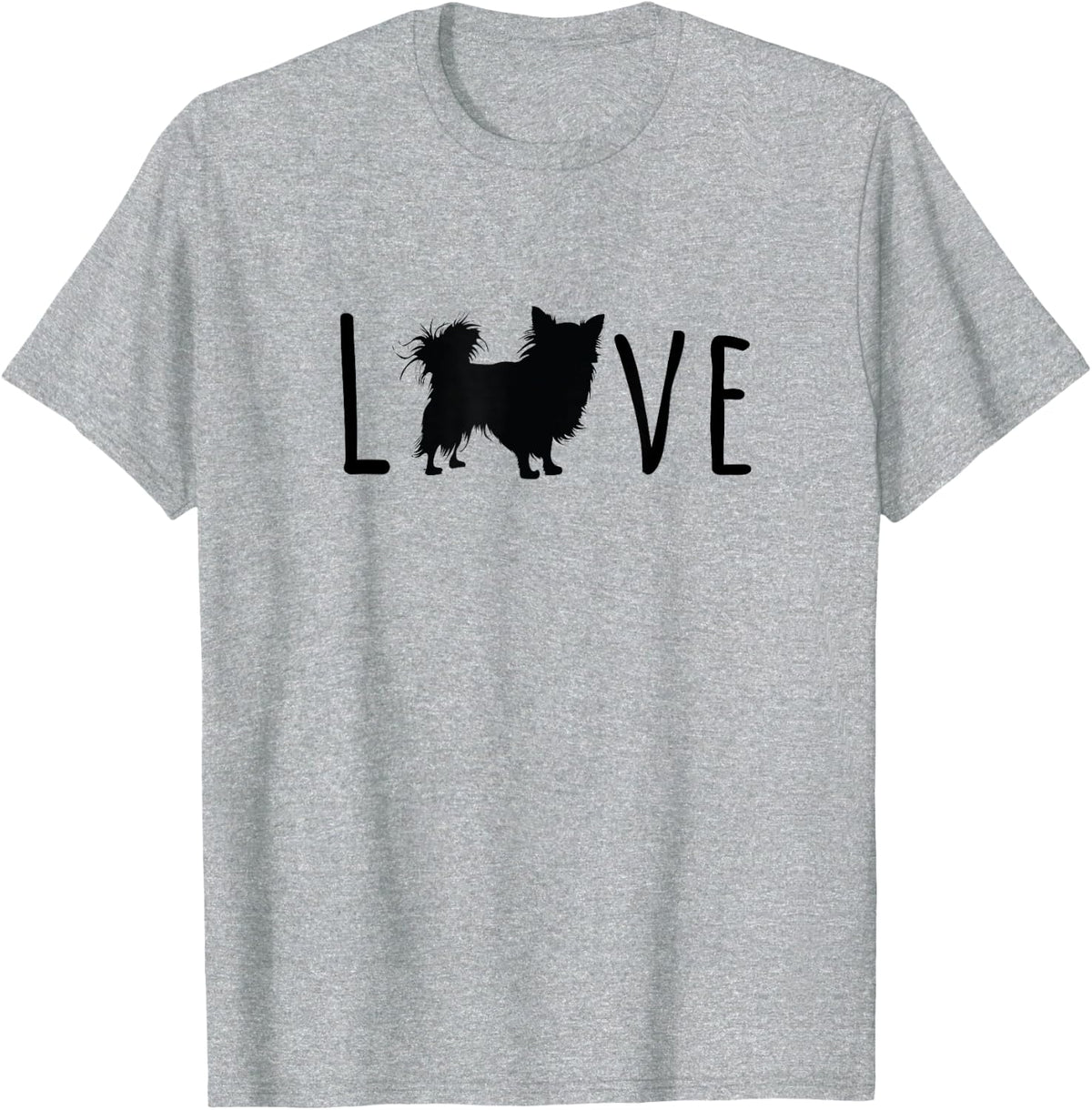 Long Haired Chihuahua - Dog Mom Dad Pet T-Shirt - Heather Grey