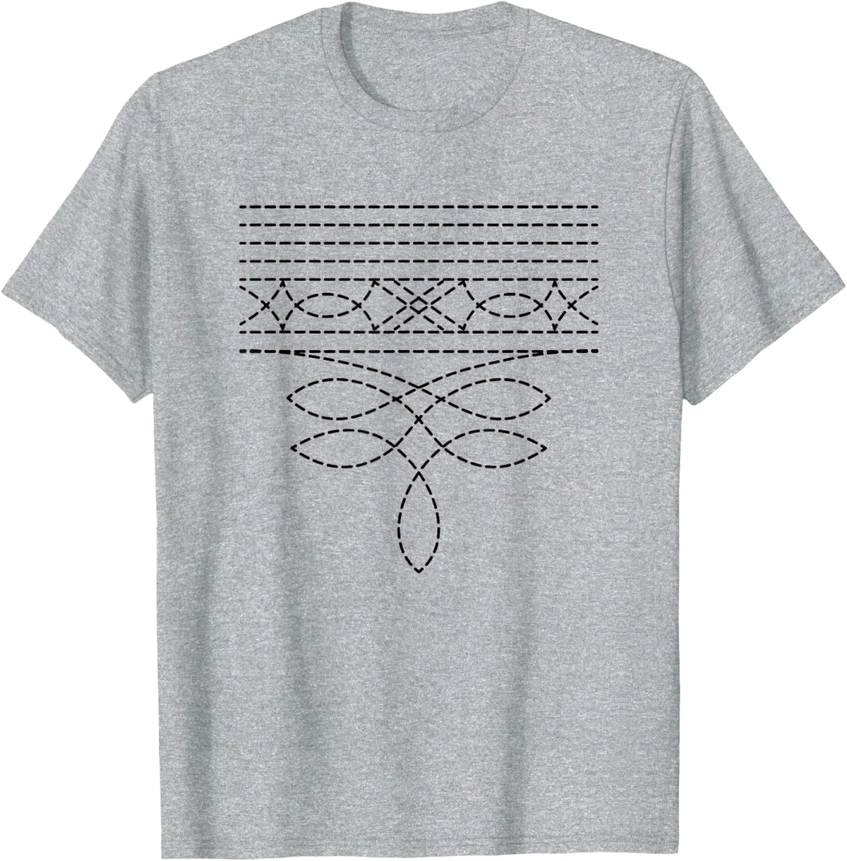 Western Boot Stitch Cowboy and Cowgirl Rodeo Dusty Rose T-Shirt - Heather Grey