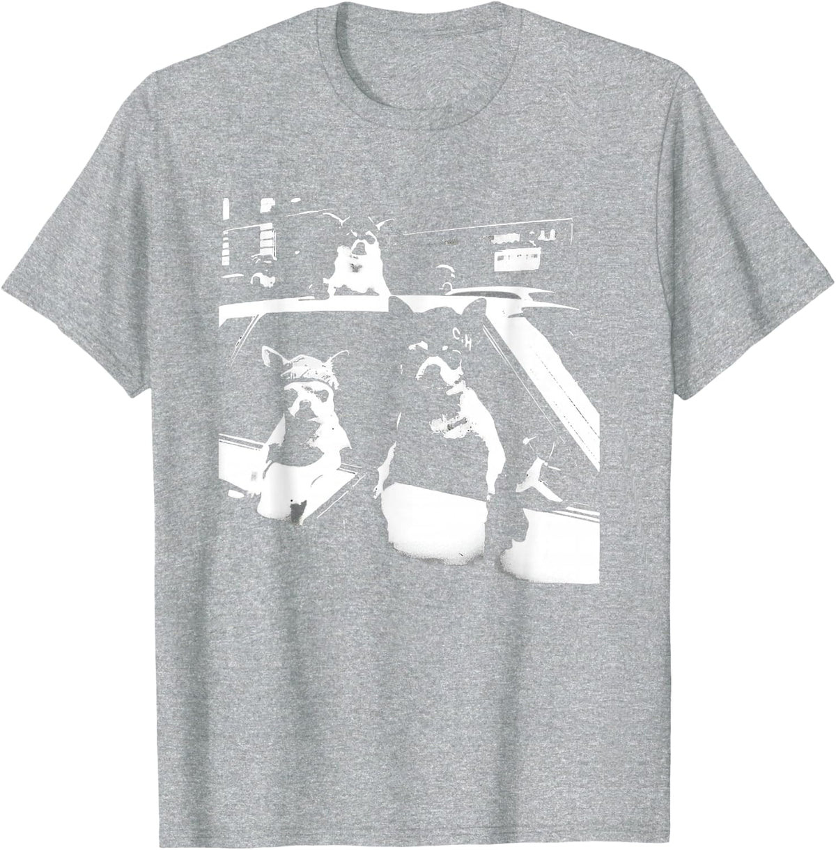 Funny Chihuahua Meme Gangster Dog Driving Car Graphic T-Shirt - Heather Grey