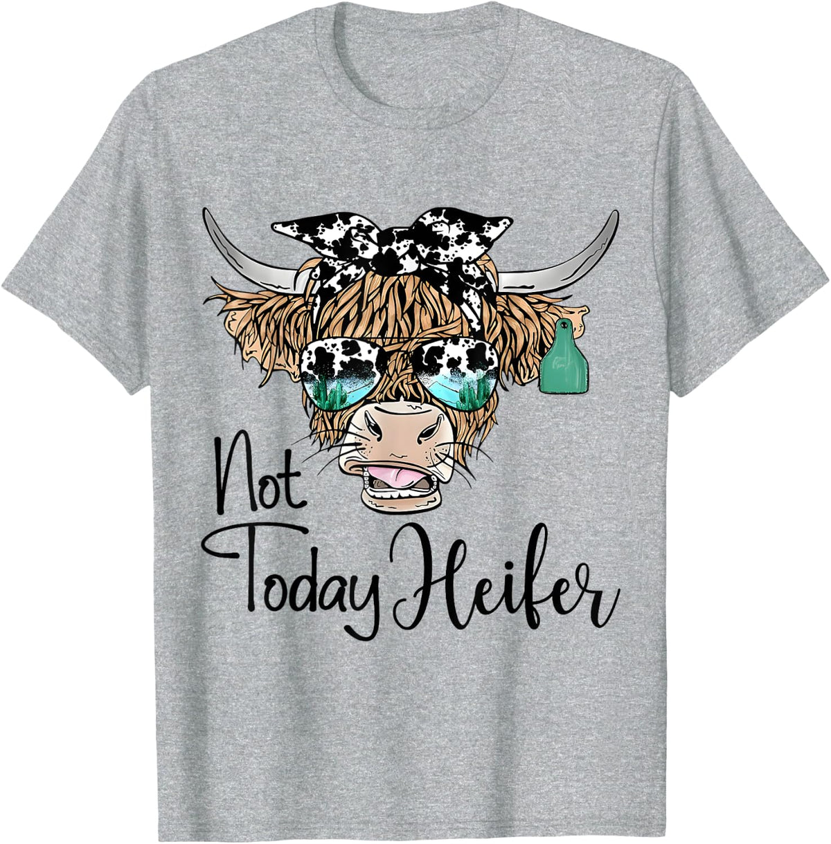 Not Today Heifer Western Country Longhaired Cow Animal Farm T-Shirt - Heather Grey