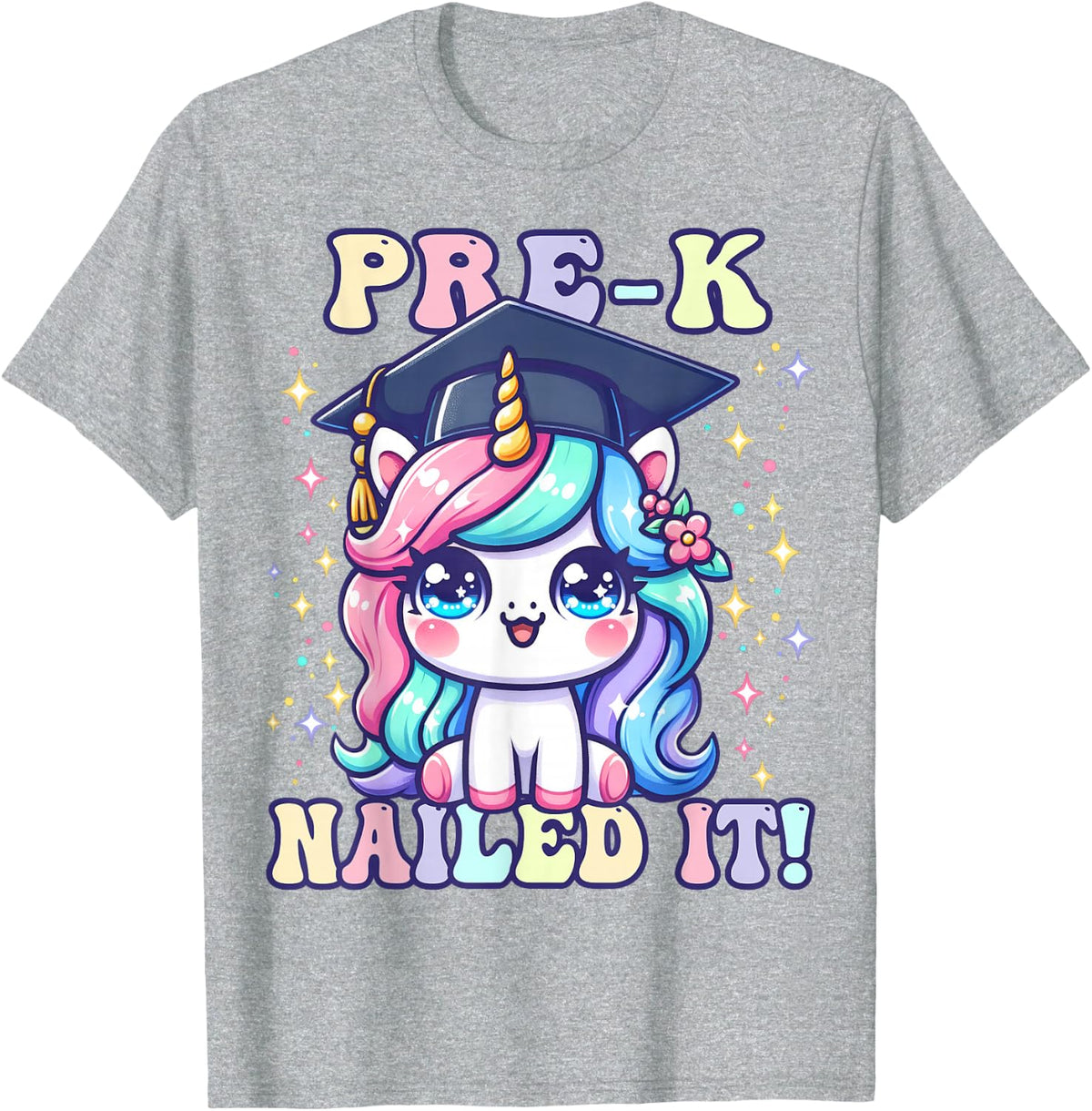Graduation Pre-K Unicorn Nailed It Preschool Girls Grad T-Shirt - Heather Grey