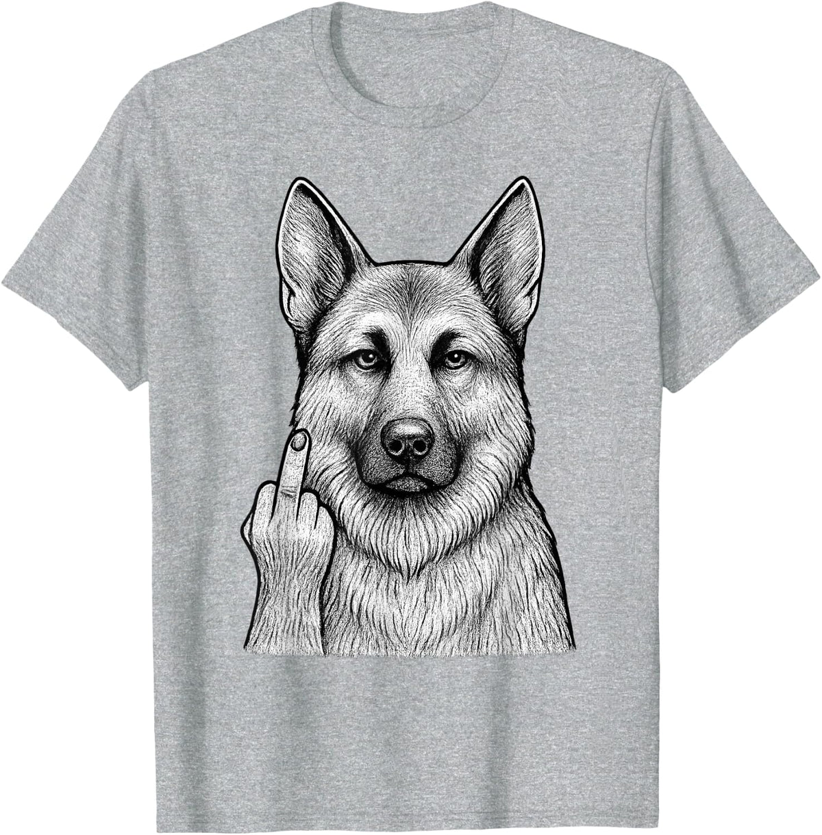 German Shepherd Middle Finger Sarcastic Dog Lover T-Shirt - Heather Grey