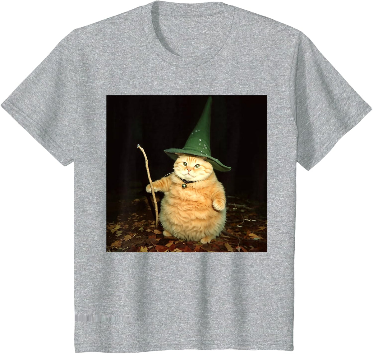 Wizard Cat Weird Funny Halloween Cat Meme T-Shirt Tee - Heather Grey